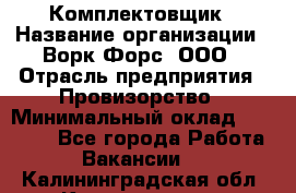 Комплектовщик › Название организации ­ Ворк Форс, ООО › Отрасль предприятия ­ Провизорство › Минимальный оклад ­ 35 000 - Все города Работа » Вакансии   . Калининградская обл.,Калининград г.